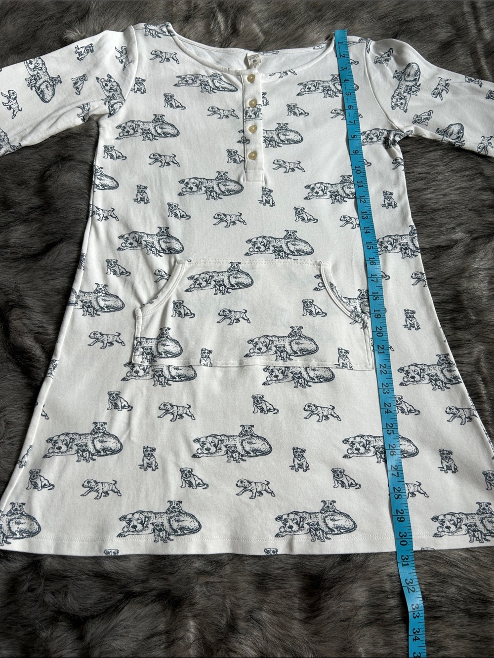 Kate Quinn Pitbull Print Sleep Dress with Kangaroo Pocket Organic Cotton Size XS - Picture 4 of 9